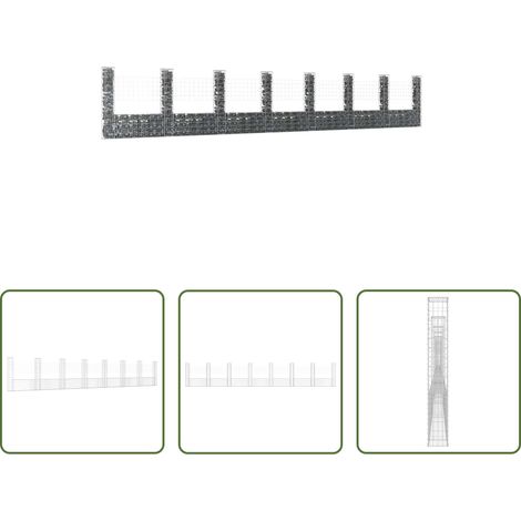 vidaXL Jardinage - Panier de gabion en forme de U avec 8 poteaux Fer 860x20x150 cm (1/5)