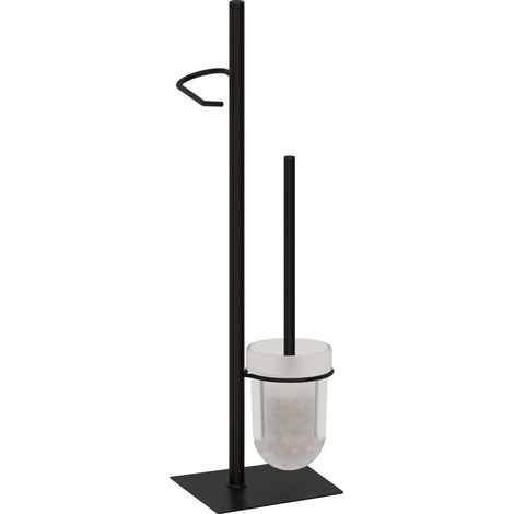 BELTRAN 19624 CASTELLON Escobillero Portarrollo Negro B/Metal Cuadrada - ref: 064-19624