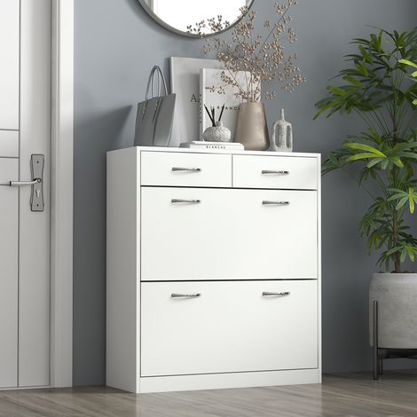 Armoire Chaussures Étroite Tiroirs Pliants 12 Paires Mobilier Intérieur Blanc 80x30x91,5cm (1/4)