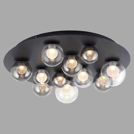 Lampe de plafond à 11 lumières Pure Popup Gris mystique avec verre fumé - 6588-15