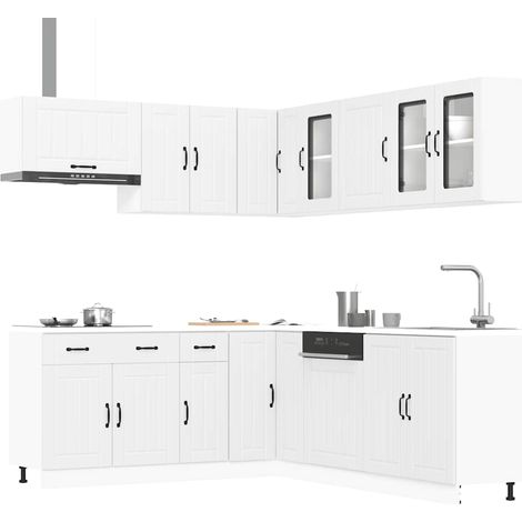 vidaXL 11 Piece Kitchen Cabinet Set Lucca White Engineered Wood (1/5)