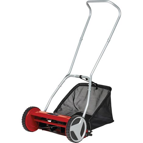 Einhell Tondeuse à gazon manuelle GC-HM 400 (jusqu’à 250 m², cylindre de coupe, 5 lames en acier, réglage de la hauteur de coupe sur 4 niveaux de 13 à 37 mm, bac de ramassage de 27 litres)