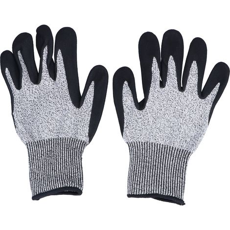 Gants de chantier anti-coupure niveau 5, caoutchoutés, givrés, antidérapants et résistants à l'usure, protection multifonctionnelle pour travaux.