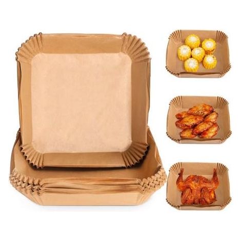 Papier sulfurisé carré pour friteuse à air, paquet de 100 - Brun 20 x 20 cm (1/4)