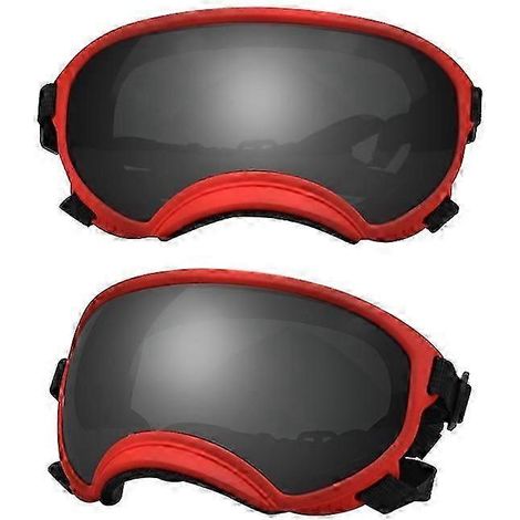 Hundebrille UV-Schutz, hohe Stoßfestigkeit, verstellbares Gummiband, atmungsaktiv, für Welpen und große Hunderassen (Rot und Schwarz, Größe L) (1/5)