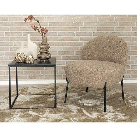 Renato - fauteuil avec pieds en acier - en tissu bouclette - beige (1/5)