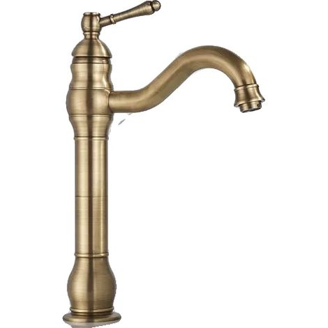 Robinet de lavabo, finition en laiton antique, rotation à 360°, Laiton ancien haut (1/2)