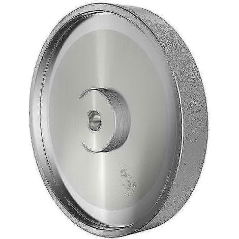 Meule CBN, 20,3 cm de diamètre x 2,5 cm de largeur x alésage de 1,6 cm pour l'affûtage des outils de tournage sur bois, établi (1/2)