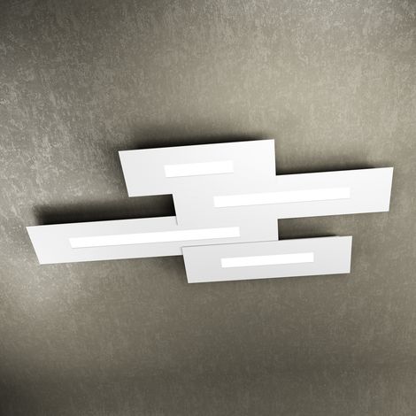 Plafoniera Moderna Rett. 3 Moduli Wally Metallo Bianco 4 Luci 2G11 102Cm (1/3)