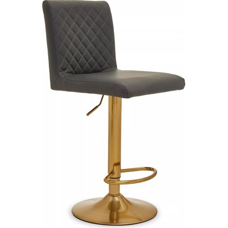 Premier Housewares Baina Dark Grey And Gold Bar Stool With Round Base (1/5)