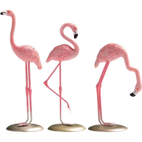 3 teiliges Flamingo Dekorationsset mit Kunstharz lebensechte