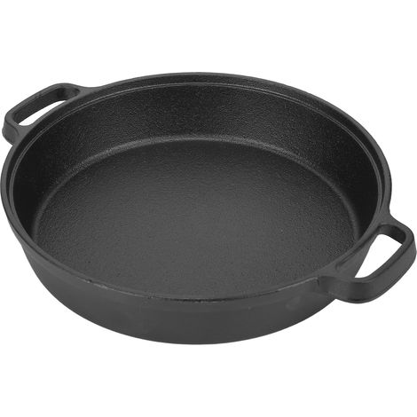 25 cm flache gusseiserne Pfanne, unbeschichtet, dickwandig, gesund und umweltfreundlich, robust, zweigriffige Crêpe-Pfanne für den Hausgebrauch (einzelne 25-cm-Pfanne) (1/5)
