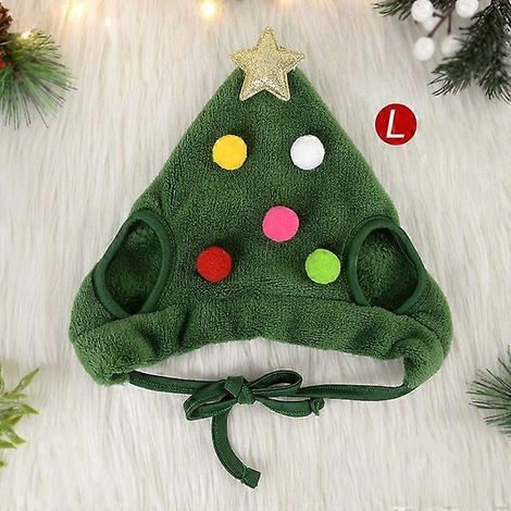 Chapeau de Noël pour chien et chat, vêtements pour animaux, bavoirs, bonnet pour chiot, accessoires de déguisement, décoration de Noël, cadeau de Nouvel An, bandana, chapeau vert - L (1/5)
