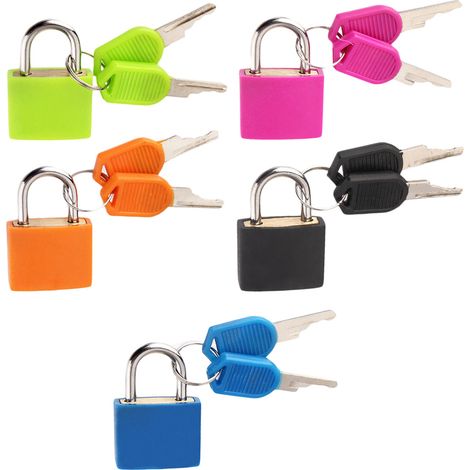 Cadenas À Clé - 30 X 23 Mm - Pour Valises Sac À Dos Casier Salle De Sport - Lot De 5 (1/5)