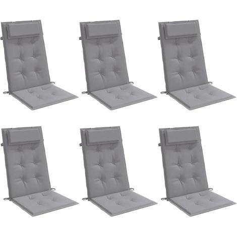 vidaXL Highback Chair Cushions 6 pcs Grey Oxford Fabric