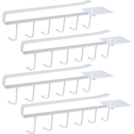 Weiß 4er Set Schrankeinsatz Tassenhalter Becherhalter für 6 Tassen Aufbewahrungshaken für Tassen Aufbewahrungshaken für Küchenutensilien