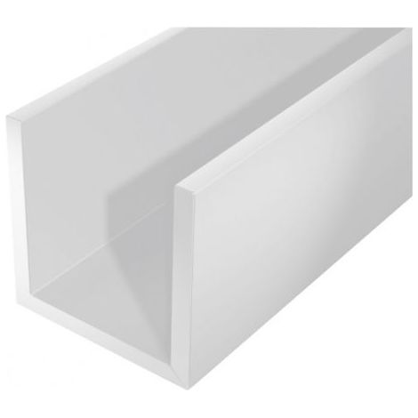Profilé U plastique 2000mm – Largeur 12mm – Hauteur 10mm – Finition blanche pour murs et sols – (1/2)