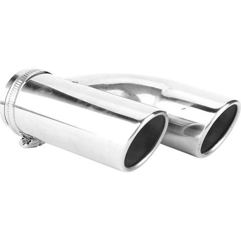 pour embout echappement double Embout D'éChappement de Voiture, Embout de Garniture de Tuyau D'éChappement en Acier Inoxydable de 62mm Sus Circulaire ExtréMité Oblique Double Sortie Gorge Arriè (1/5)