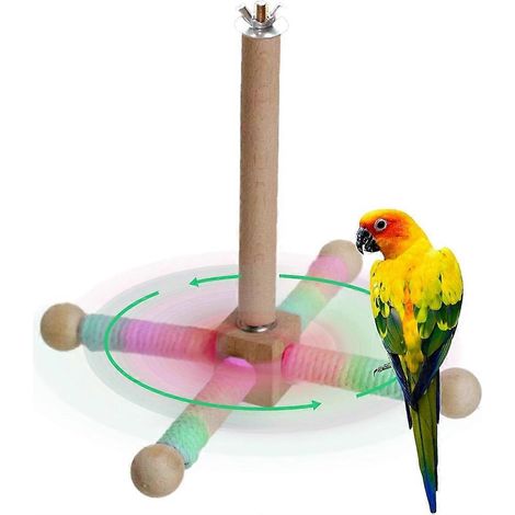 Support rotatif à 360°, perchoir en corde de coton naturel de 2 cm de diamètre pour perruches, calopsittes, perroquets et conures (1/5)