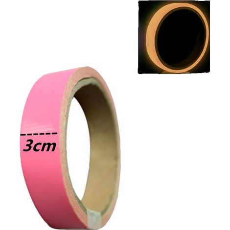 Cinta luminosa que brilla en la oscuridad, autoadhesiva, rosa - 3 cm de ancho, 5 m de largo (1/2)