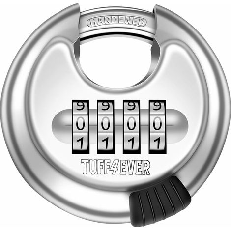 Cadenas à code, cadenas à combinaison 4 chiffres pour extérieur avec anse en acier trempé, cadenas rond robuste et étanche de 70 mm (1/5)