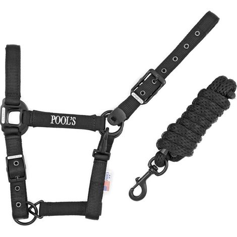 POOL'S Cavezza nylon NERA con lunghina MISURA COB