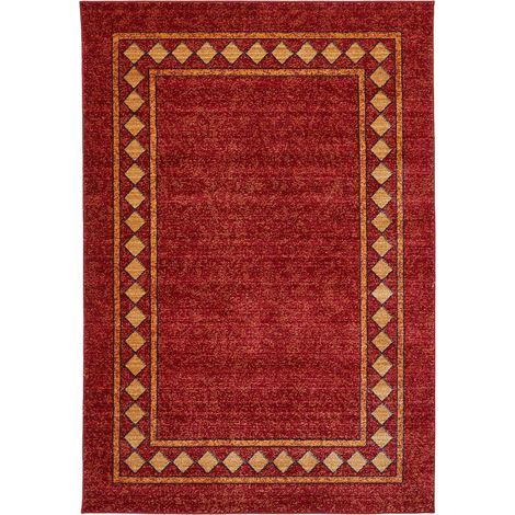 Tapis salon et chambre 100x150 rouge rectangle tissé motif simple CHOBAY 3 (1/4)