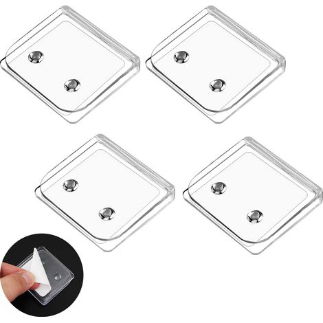 4pcs Clips de Rideau de Douche Coupe-Vent, Transparents Protection Anti-Éclaboussures de Douche Auto-Adhésive sans Perceuse Support Mural Rideau de Douche pour Doublure de Douche Intérieure (1/5)