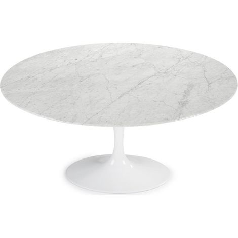 Table tulipe ronde 170 cm marbre blanc pied blanc brillant (1/5)