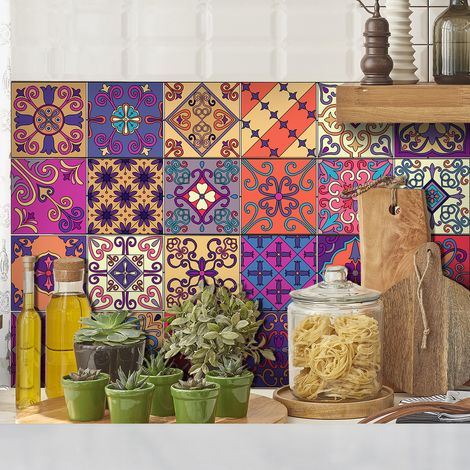 Sticker Mural Carrelage adhésif Cuisine Salle de Bain - 24 STICKERS CARRELAGES AZULEJOS DUILO - 24stickers10x10cm (1/5)