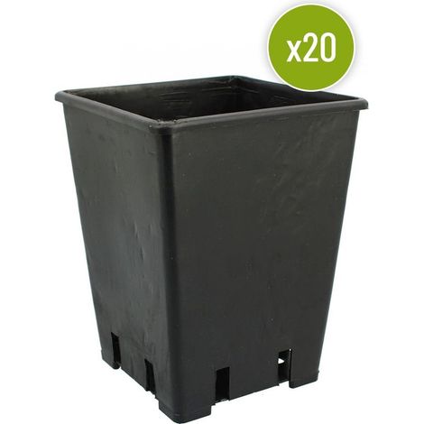 Lot de 20 Pots Carrés Noirs Hauts 3.4L – 15x15x20 cm (1/3)
