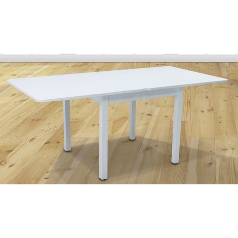 Table de salle à manger extensible rectangulaire coloris blanc - longueur 90-180 x profondeur 90 x Hauteur 76 cm -PEGANE- (1/2)