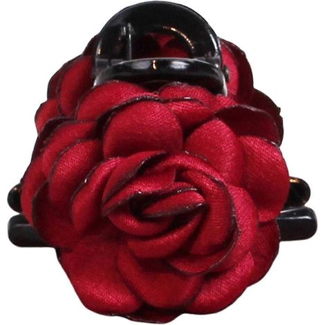 Pince à cheveux double face pour femme, décorée de roses, antidérapante, pince à cheveux en forme de requin.-Wine red (1/5)