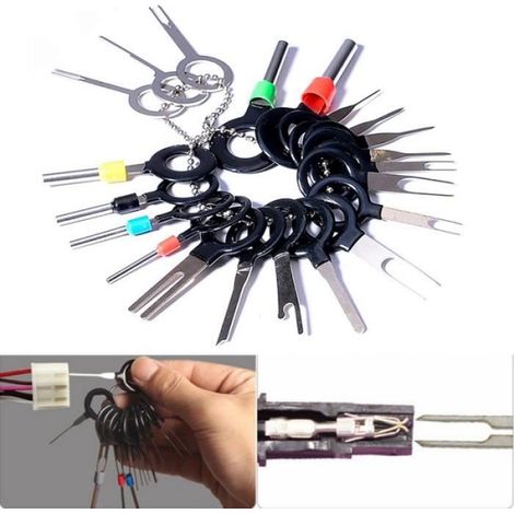 21Pcs Ensemble D'outils ClÉS Pour L'enlÈVement Des Terminaux Pour Voiture,Extracteur Goupille Connecteur Câblage ÉLectrique (1/4)