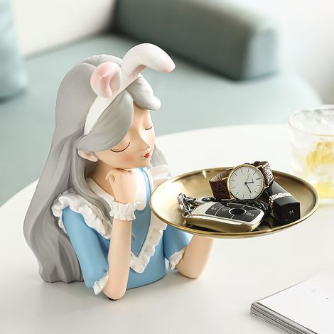 Eingangsbereich-Dekoration, Aufbewahrungsmöglichkeiten, Mädchenfiguren, Dekotablett für Veranda, Wohnzimmer, Büro, Schlafzimmer, Hasenohren (1/4)