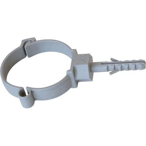 Collier Complet avec Cheville pour Tubes Ronds Ø 50 mm. Couleur : Gris (1/4)
