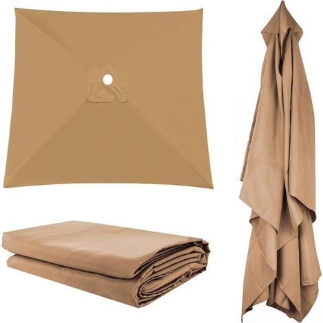 1 Ersatz-Sonnenschirmdach – UV-Schutz und wasserdicht – für Garten, Terrasse, Pool – Khaki – 300 x 300 cm (1/5)