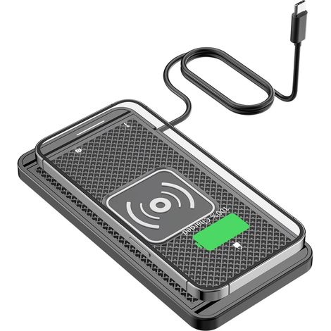 Chargeur de voiture sans fil, tapis de charge rapide 15 W avec 4 modes de charge, support antidérapant, socle étanche, compatible iOS et Samsung (1/5)