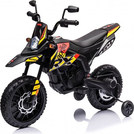 Moto Elettrica per Bambini Aprilia RX-125 Small 12V Cross Sedili In Pelle Luci Led Bluetooth Sospensioni a Molla Giallo (1/5)