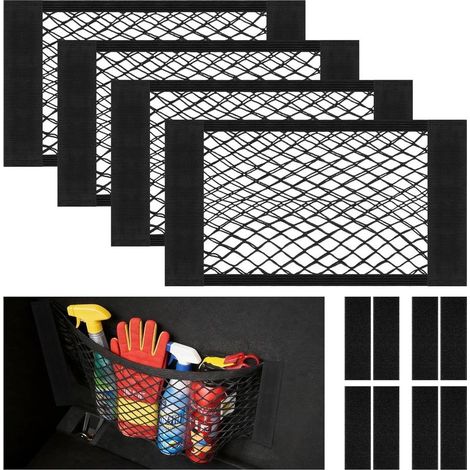 Pièces Filet Coffre Voiture, 40x25cm Filet de Rangement Élastique Magic Sticker, Filet Rangement de Camping Car, Rangement Ajouter sur Les organisateurs, Convient au daim et aux surfaces brillantes (1/5)