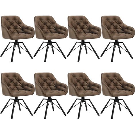 WOLTU Set di 8 Sedie da Pranzo in PU Girevoli Sedie da Cucina Moderne con Gambe in Metallo Sedie da Salotto per Soggiorno, Marrone