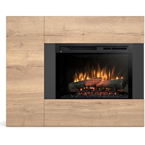 Caminetto elettrico da pavimento a libera installazione a LED Nero-Rovere chiaro - BIA (1/5)