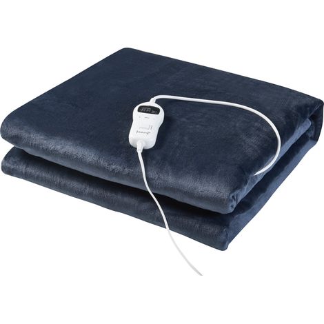 Couverture chauffante électrique 120 watts chambre 180 x 130 cm bleu foncé