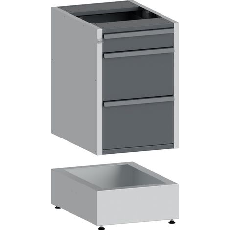PROVOST - Socle métallique pour caisson d'établi Provost - Gris clair (RAL 7035) - 450 x 600 mm (1/4)