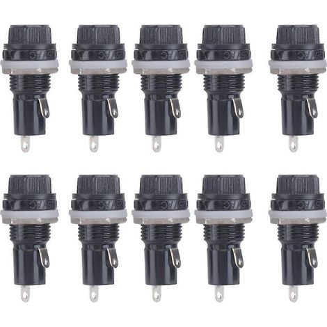 Lot de 10 porte-fusibles en plastique 10 A AC 250 V, montage sur panneau, 5 mm x 20 mm (1/5)