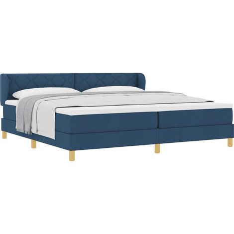 Maison Exclusive - Lit à ressorts avec tête de lit Bleu 200 x 200 cm tissu (1/5)