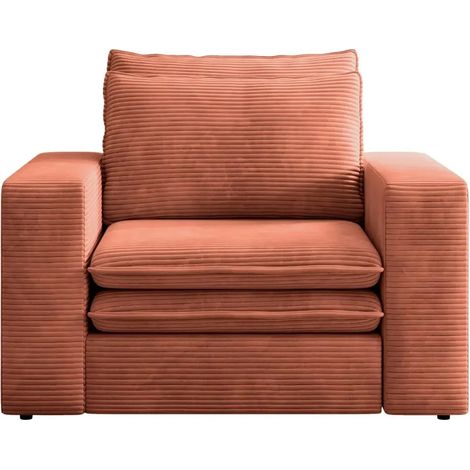 OSCAR - Fauteuil en velours côtelé - Terracotta