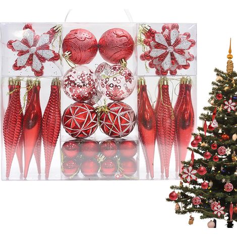 Boules de Noël décoratives (40 pièces) - Décorations saisonnières à suspendre pour l'intérieur et l'extérieur : cheminée, porche (1/5)