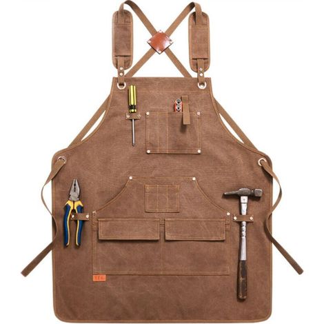 Super thick canvas apron, multifunctional pocket, for cooking, manicures, cleaning, woodworking, mechanics, farm, ranch, protective apron (1/5)