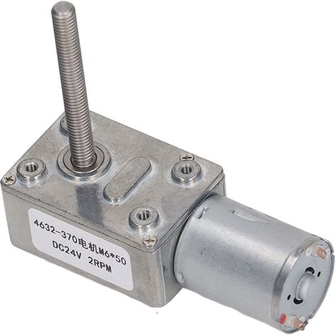 Moteur à courant continu 24V 2 tr/min, engrenage à vis sans fin, couple élevé, faible bruit, pertes réduites, léger, arbre M6 x 50mm (1/5)